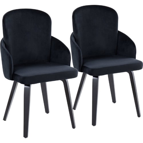 Dahlia Dining Chair in Black Wood, Gold & Black Velvet (Set of 2)